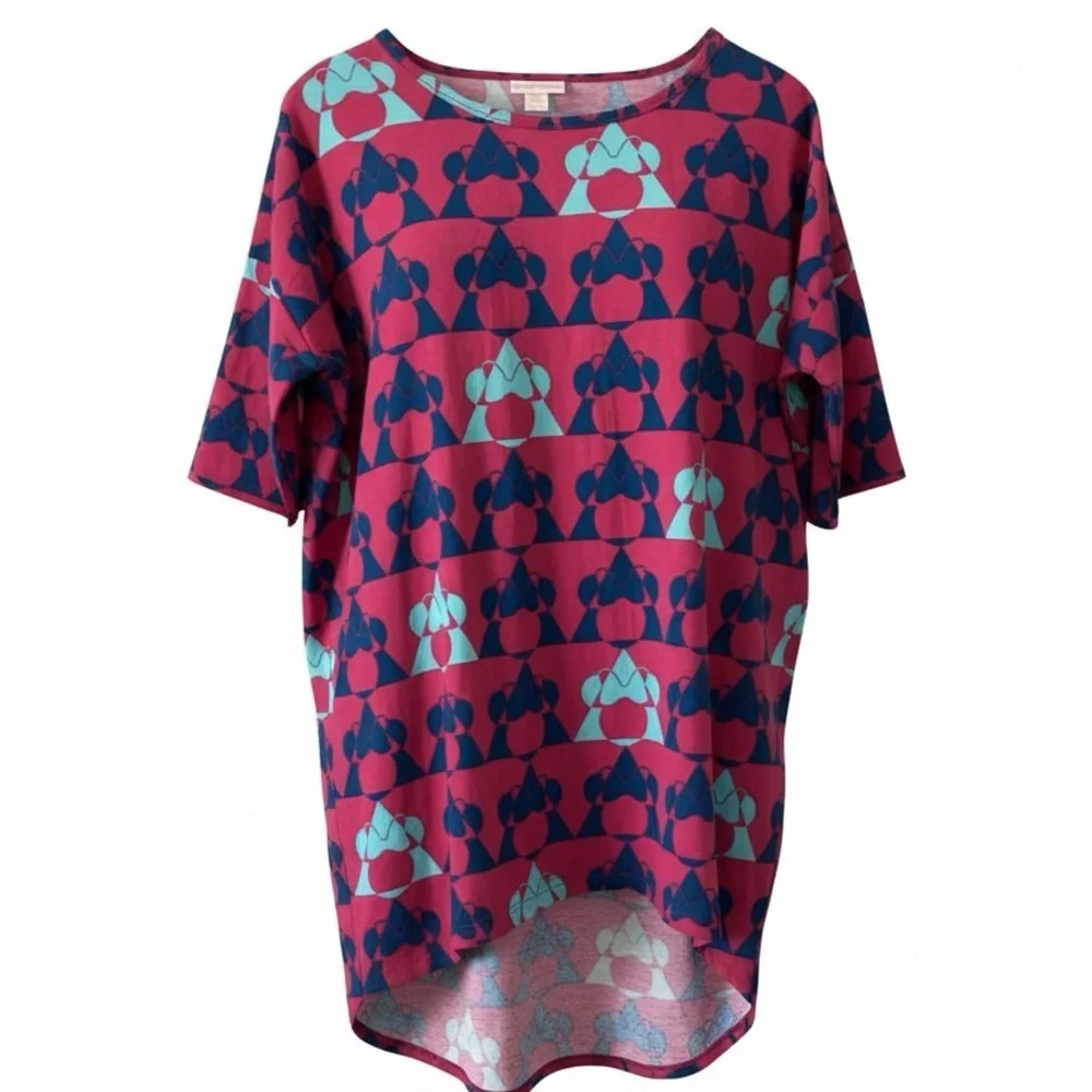 LuLaRoe Disney Irma Tunic Top XXS Minnie Mouse Pink Teal NWT Fits S/M - Picture 2 of 10